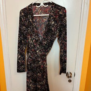 BCBG:  Long Sleeve Wrap Dress - Multicolour - Small